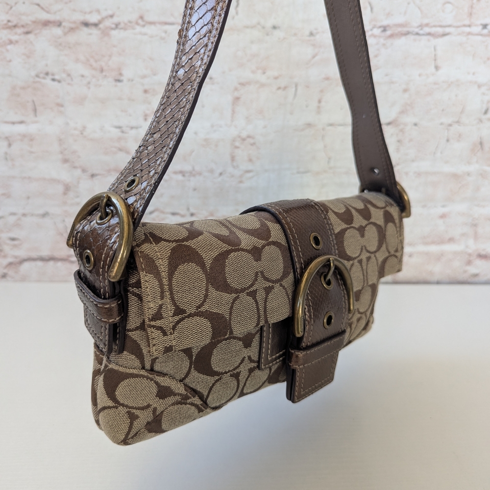 Coach Soho 8k38Signature ShoulderBag Leather & canvas women's Bag - Picture 8 of 16